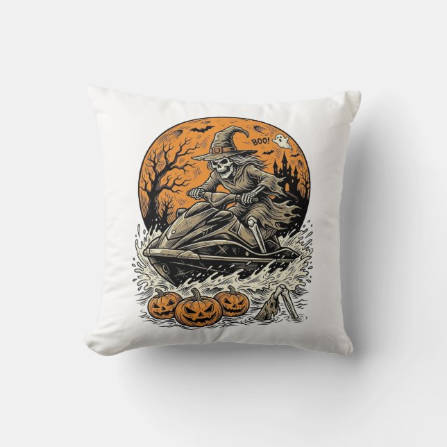 Coussin Chemise de jet ski Halloween sorcière squelette vi (Recto)