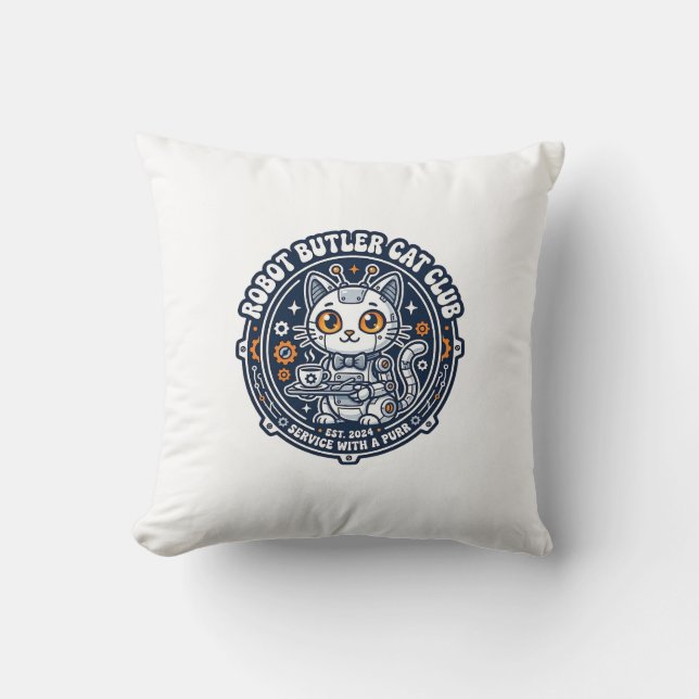 Coussin Chemise de l'amant de chat de robot de majordome - (Recto)