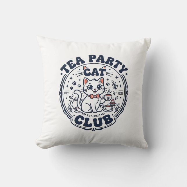Coussin Chemise de l'amant de chat de thé Party Art - Chat (Recto)