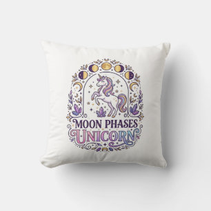 Coussin Chemise de licorne Phases lunaires Licorne Fond bl