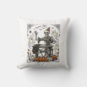 Coussin Chemise de machine à coudre squelette Halloween Vi