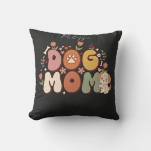 Coussin Chemise de maman de chien Kawaii floral vintage ré