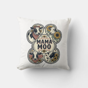 Coussin Chemise de maman vache Gravure vintage Tournesol W