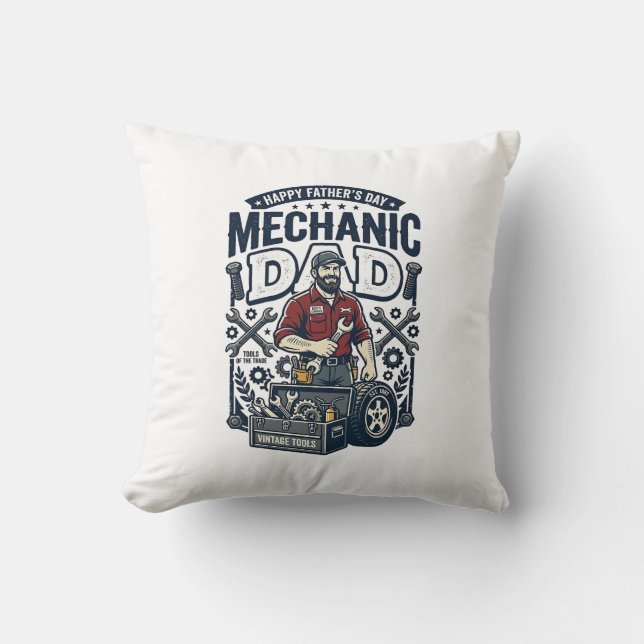 Coussin Chemise de Mécanicien de la Fête des Pères Papa Dr (Recto)