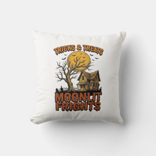 Coussin Chemise de nuit d'arbre vintage de lune hantée d'H