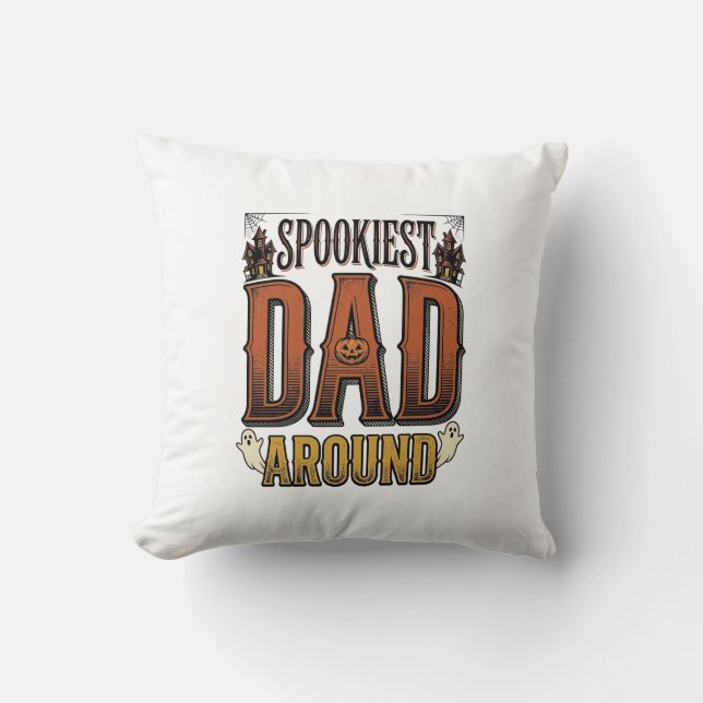 Coussin Chemise de papa Halloween Père effrayant Gravure v (Recto)