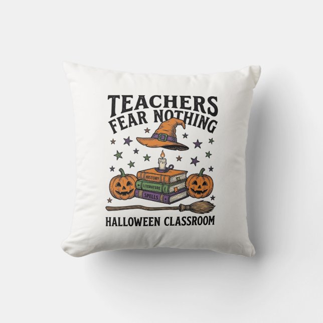 Coussin Chemise de professeur Halloween avec livres de sor (Recto)
