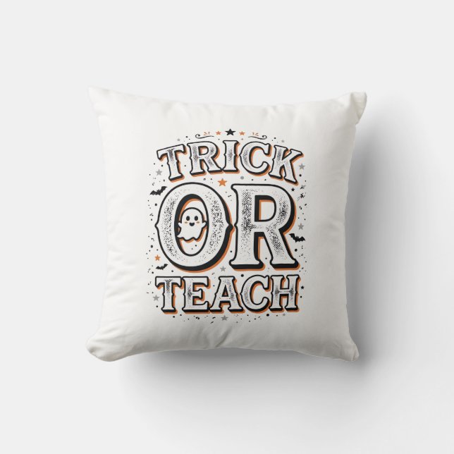 Coussin Chemise de professeur Halloween Trick Or Teach vin (Recto)