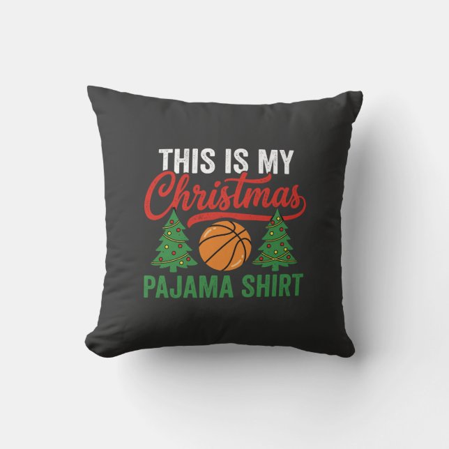 Coussin Chemise de pyjama de Noël de basket-ball (Recto)