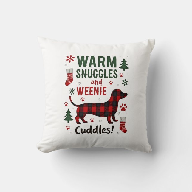 Coussin Chemise de pyjama de Noël Weenie Dog mignonne Wein (Recto)