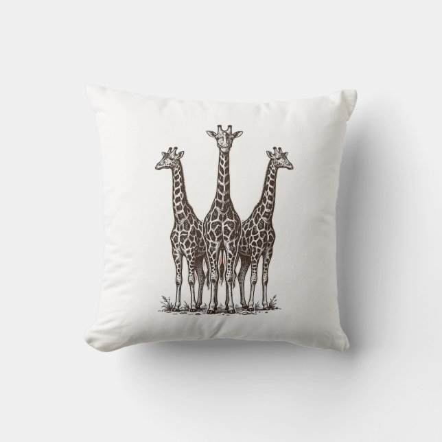 Coussin Chemise de safari avec gravure de girafe au couche (Recto)