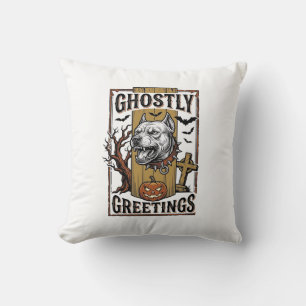 Coussin Chemise de salutations fantomatiques Gravure vinta