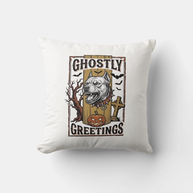 Coussin Chemise de salutations fantomatiques Gravure vinta (Recto)
