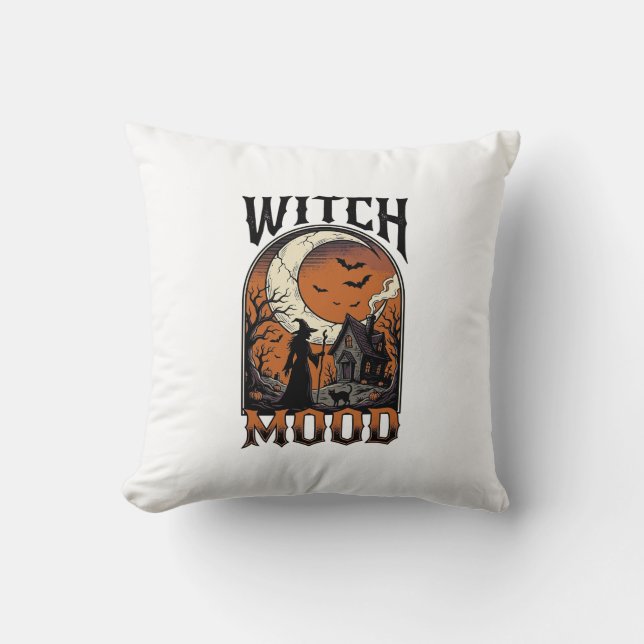 Coussin Chemise de sorcière Halloween Design de lune hanté (Recto)