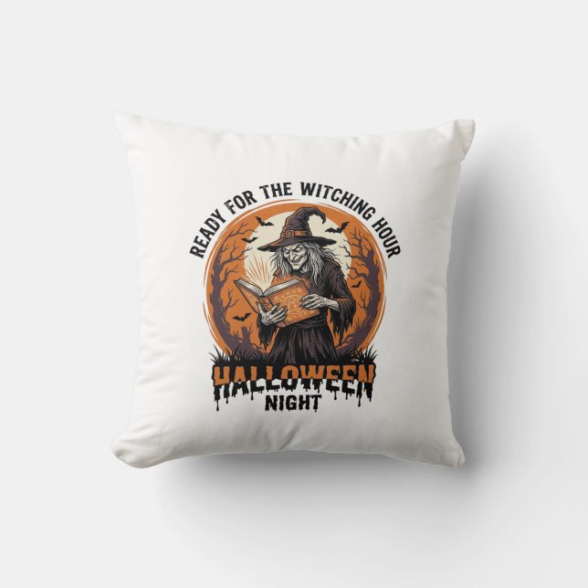 Coussin Chemise de sorcière Halloween Lecture de livre de  (Recto)