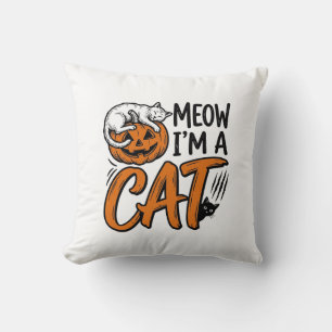 Coussin Chemise de typographie de citrouille de chat drôle