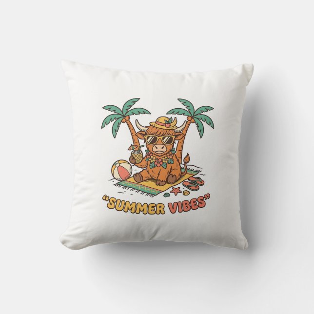 Coussin Chemise de vacances de plage de vache des Highland (Recto)