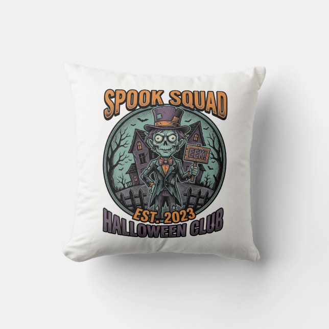 Coussin Chemise de zombie Halloween drôle de l'équipe Spoo (Recto)