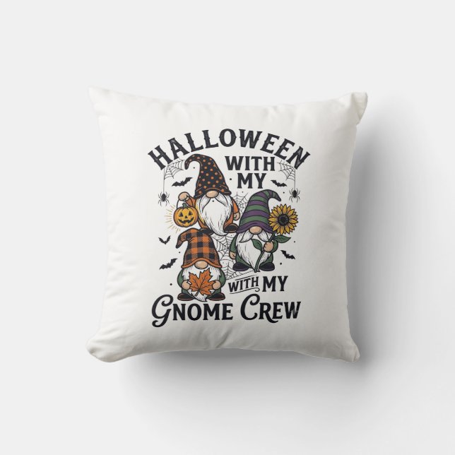 Coussin Chemise d'équipage de gnome Halloween Gravure Vint (Recto)