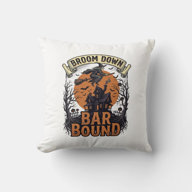 Coussin Chemise d'Halloween pour barman Blague Balai de so (Recto)
