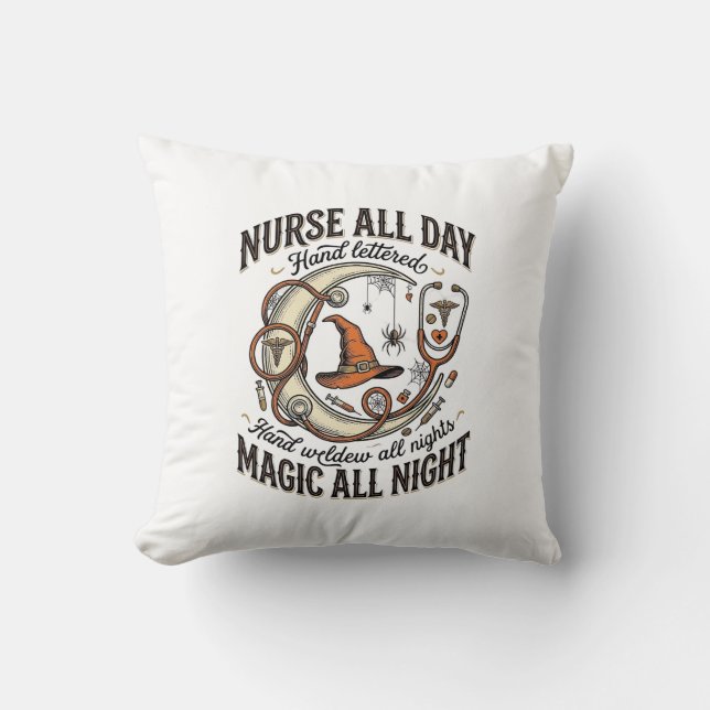 Coussin Chemise d'infirmière d'Halloween Sorcière Médicale (Recto)