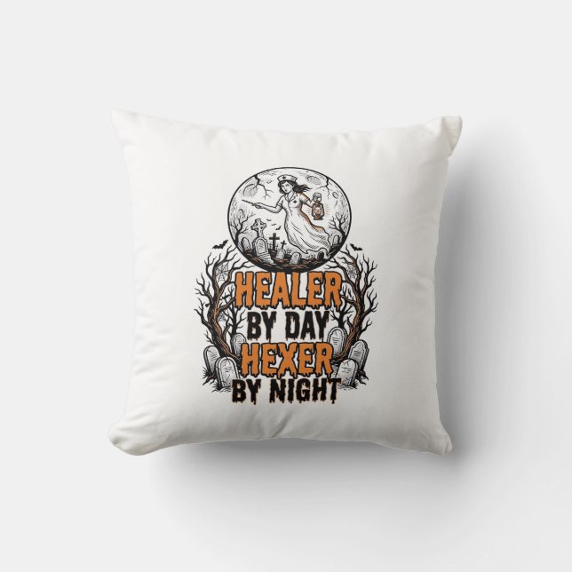 Coussin Chemise d'infirmière Halloween Gravure vintage Art (Recto)