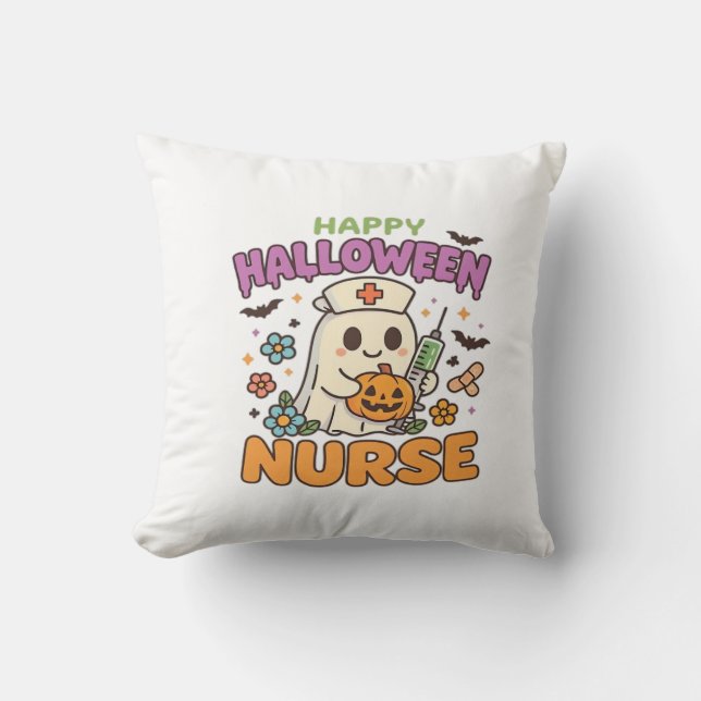 Coussin Chemise d'infirmière Happy Halloween  Cute Spooky  (Recto)