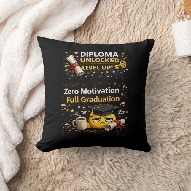Coussin Chemise drôle de remise de diplôme sans motivation (Couverture)