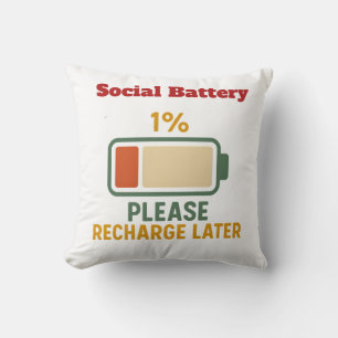 Coussin Chemise drôle disant Batterie Sociale 1 Pour Cent