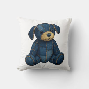 Coussin Chemise drôle en denim d'art de chien de chiot
