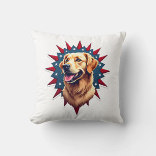 Coussin Chemise éclatée au coin du Golden Retriever patrio
