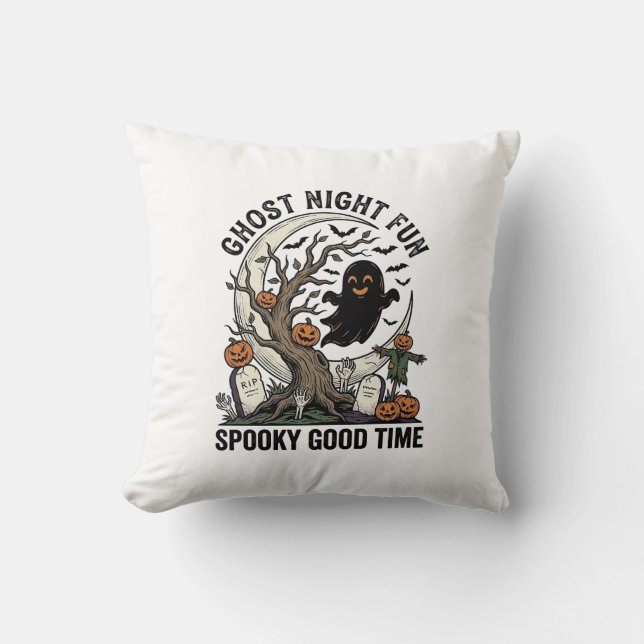 Coussin Chemise fantôme Halloween Design fun cimetière vin (Recto)