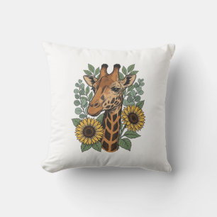 Coussin Chemise florale tournesol girafe gravée vintage_1