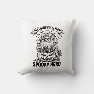 Coussin Chemise Halloween Alpaga Crâne Citrouille Design V