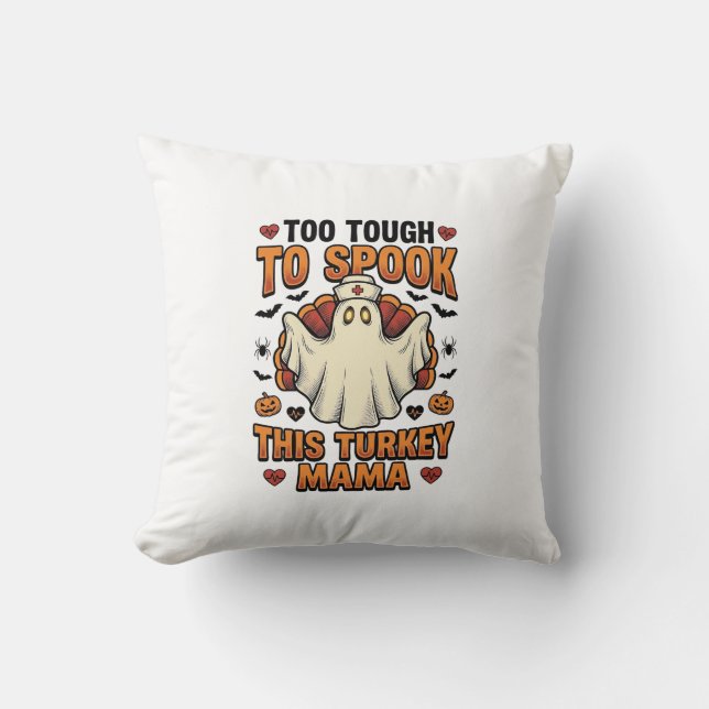 Coussin Chemise Halloween de maman dinde avec fantôme d'in (Recto)
