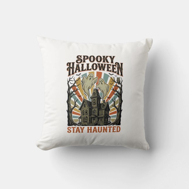 Coussin Chemise Halloween Maison Hantée avec Fantôme Vinta (Recto)