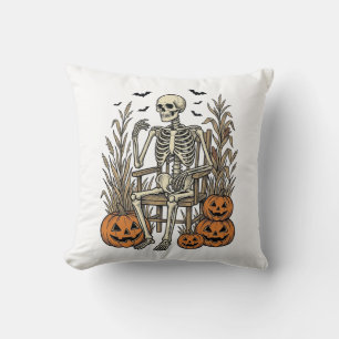 Coussin Chemise Halloween squelette vintage et citrouilles
