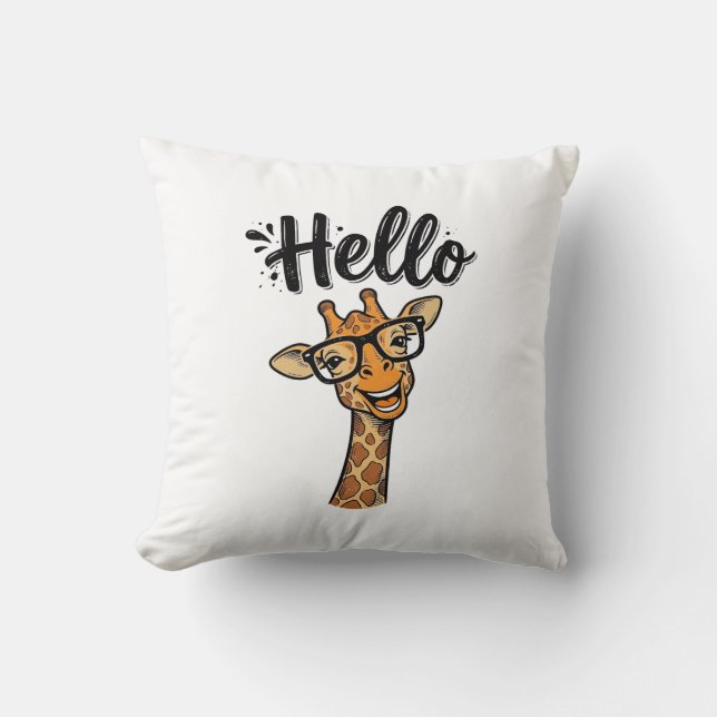Coussin Chemise Hello Giraffe Gravure Vintage Animal Migno (Recto)