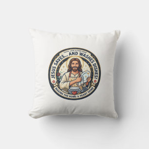 Coussin Chemise Humoristique Corvées de Lessive Jésus Grap