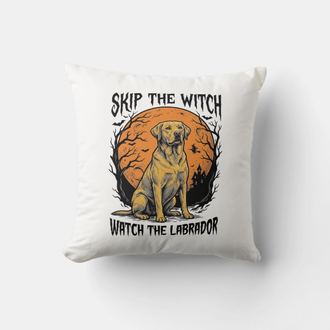 Coussin Chemise Labrador Halloween avec avertissement de c (Recto)