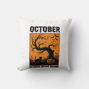 Coussin Chemise Orange Octobre Halloween Vintage Épouvante