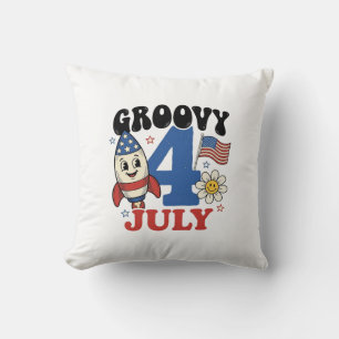 Coussin Chemise patriotique de fusée Groovy 4 juillet Desi