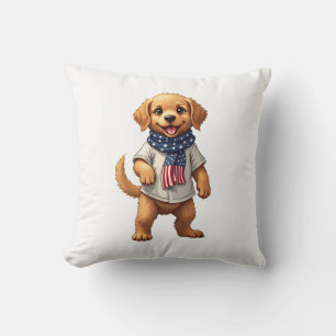 Coussin Chemise Patriotique Vintage de Chiots Dorés Améric