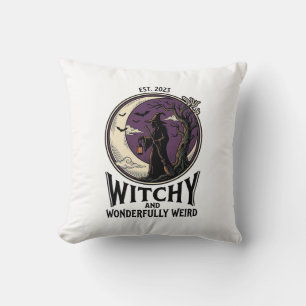 Coussin Chemise sorcière vintage avec art Halloween de lun