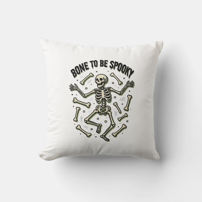 Coussin Chemise squelette effrayant Halloween vintage Bone (Recto)