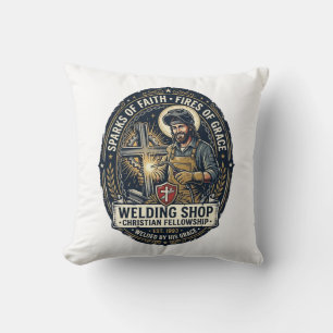 Coussin Chemise T Shop de métal de Jésus Welder Inspirant