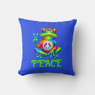 Coussin Chemise Tie-Dye Signe de Paix Grenouille des Arbre