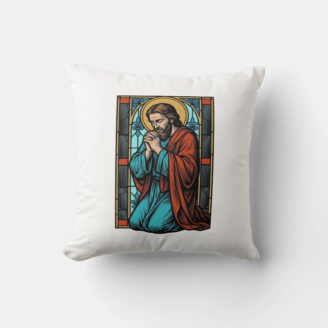 Coussin Chemise vectorielle de figure religieuse priant vi (Recto)