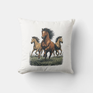 Coussin Chemise vectorielle occidentale de chevaux sauvage