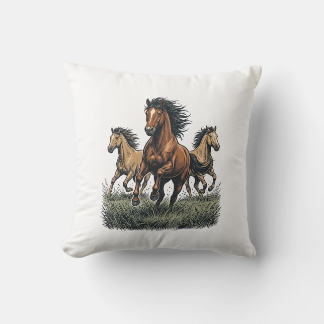 Coussin Chemise vectorielle occidentale de chevaux sauvage (Recto)